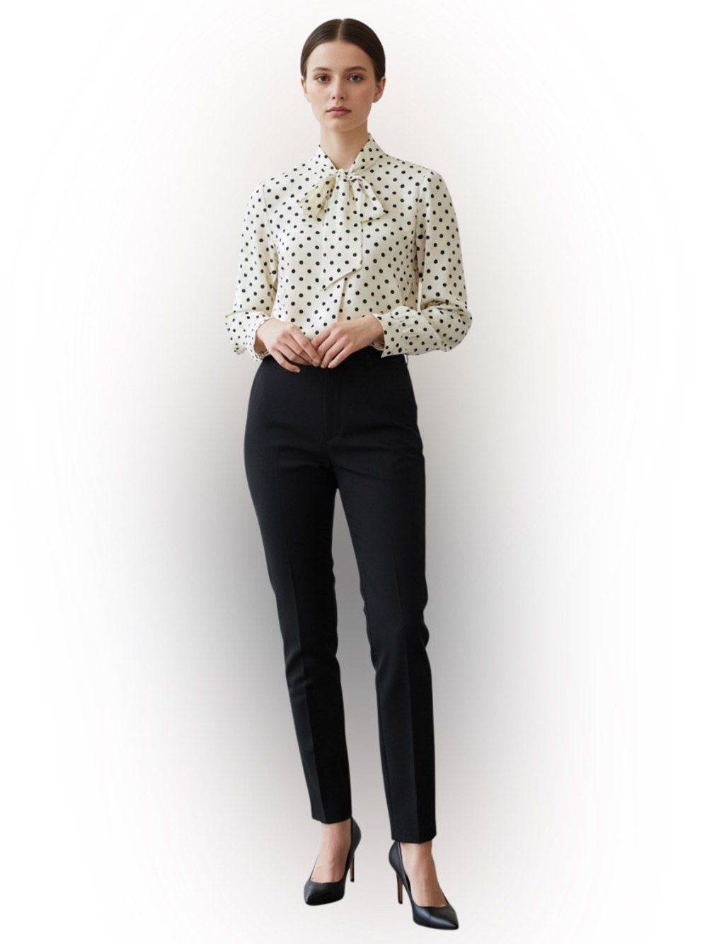 LC Lauren Conrad Polka Dot Eyelet Tie-Neck Romantic Cottagecore Blouse Size XL